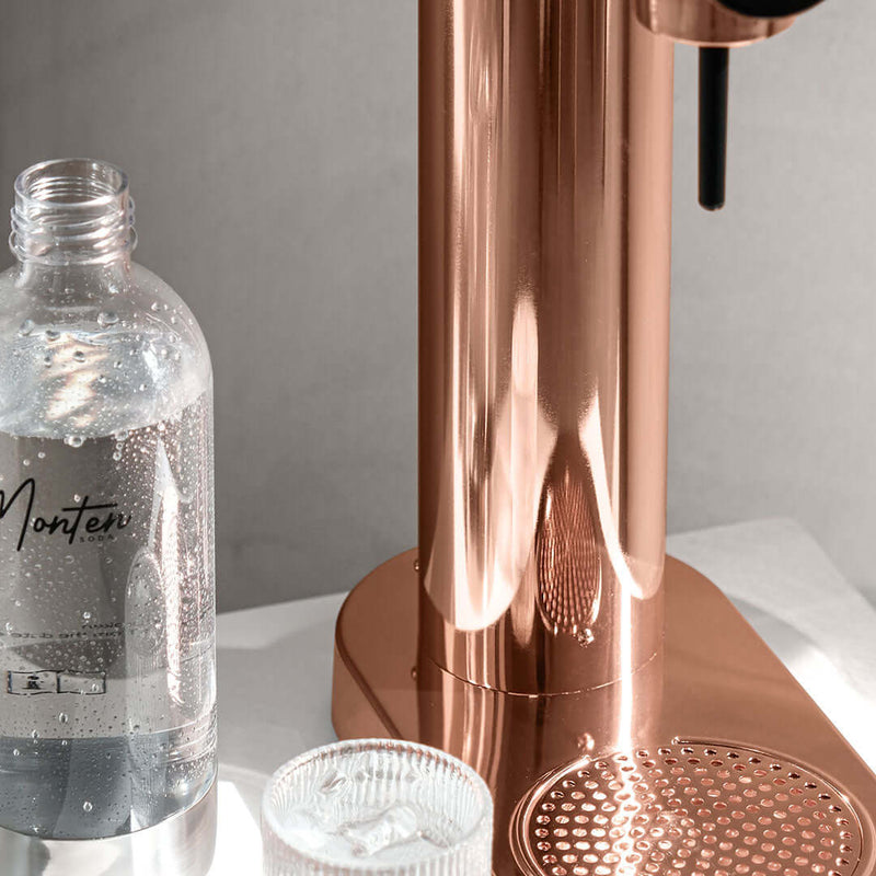 Front view of a Copper soda maker or sparkling water maker